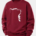 Outline Cat Print Relax Fit Sweatshirt