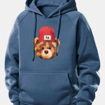 Los Angeles Bear Print Drawstring Hoodie
