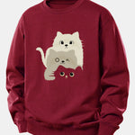Three Cats Print Relax Fit Sweatshirt