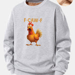 Rooster Print Teddy Fleece Lined Sweatshirt