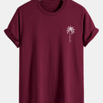 Regular Fit Palm Tree Slogan Print Cotton T-Shirt