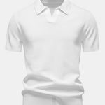 Pineapple Texture Knit V Neck Polo Shirt