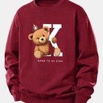 Crown King Bear Print Relax Fit Sweatshirt