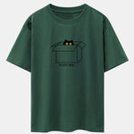 Black Cat Peeking Through Cardboard Print Drop Shoulder Oversize T-Shirt