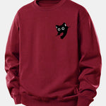 Black Cat Print Relax Fit Sweatshirt