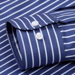 Long Sleeve Stripe Button Up Shirt & Elastic Waist Straight Leg Trousers