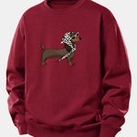 Headscarf Dachshund Print Relax Fit Sweatshirt