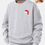 Christmas Hat Print Teddy Fleece Lined Sweatshirt