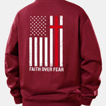 Faith Over Fear American Flag Print Relax Fit Sweatshirt