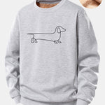 Line Dachshund Print Teddy Fleece Lined Sweatshirt