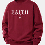 Faith Over Fear Print Relax Fit Sweatshirt