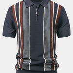 Stripe Knit Zip Up Polo Shirt & Slim Fit Tapered Trousers