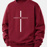 Jesus Christ Stripe Print Relax Fit Sweatshirt