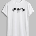 Men's "BROOKLYN" letter print casual crew neck short sleeve T-shirt