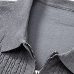 Twist Jacquard Knitted Zipper Polo Shirt