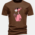 Regular Fit Pink Panther Print Cotton T-Shirt