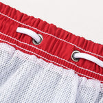 Island Sailing Print Button Up Shirt & Vertical Striped Drawstring Swim Shorts