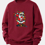 Christmas Lights Santa Claus Print Relax Fit Sweatshirt