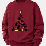 Christmas Cats Print Relax Fit Sweatshirt