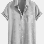 Striped Jacquard Button Up Shirt & Drawstring Shorts