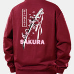 Sakura Katana Back Print Relax Fit Sweatshirt