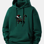 Christmas Colorful Light Black Cat Print Relax Fit Hoodie