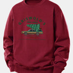 Car Christmas Tree Print Relax Fit Sweatshirt