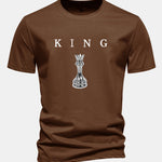 Regular Fit King Chess Print Cotton T-Shirt