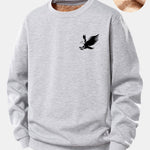 Soaring Eagle Print Teddy Fleece Lined Sweatshirt