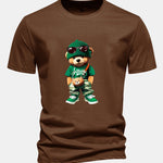 Regular Fit Trendy Bear Print Cotton T-Shirt