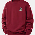 Ghost Drinking Coffee Print Relax Fit Sweatshirt
