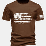 Regular Fit American Flag Print Cotton T-Shirt