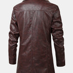 Faux Fur Lined Long Line PU Leather Coat