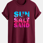 Regular Fit Colorful Sun Salt Sand Print Cotton T-Shirt