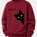 What Black Cat Print Relax Fit Sweatshirt