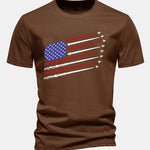 Regular Fit Fighter Jets American Flag Print Cotton T-Shirt