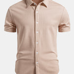 Muscle Fit Ribbed Button Up Shirt