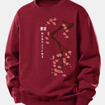 Tokyo Japanese Cherry Blossoms Print Relax Fit Sweatshirt