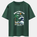 Beach Waves Print Drop Shoulder Oversize T-Shirt