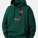 Heart-shaped Balloon Dachshund Print Relax Fit Hoodie