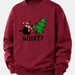 Christmas Naughty Cat Print Relax Fit Sweatshirt