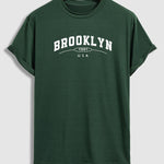 Men's "BROOKLYN" letter print casual crew neck short sleeve T-shirt