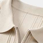 Stripe Jacquard Zipper Knit Polo Shirt