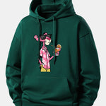 Vacation Pink Panther Print Relax Fit Hoodie