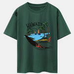 Hawaii Beach Print Drop Shoulder Oversize T-Shirt