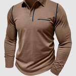Men's lapel half-button long-sleeved Polo
