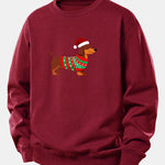 Christmas Dachshund Print Relax Fit Sweatshirt
