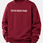 Faith Over Fear American Flag Print Relax Fit Sweatshirt
