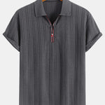 Textured Zipper Polo