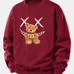 Smiley Face Teddy Bear Print Relax Fit Sweatshirt